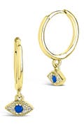 14K Yellow Gold Vermeil Evil Eye Micro Hoop Earrings